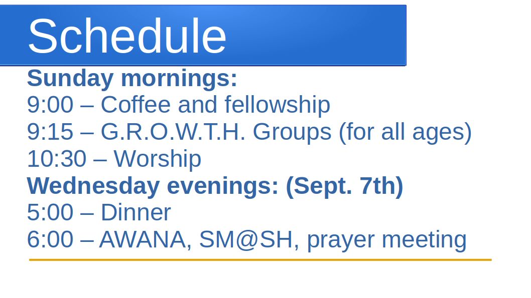 Regular Schedule